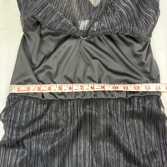 Embrace Los Angeles Maxi Slip Dress Sz Small Black Metallic Stripe Gown - Picture 11 of 15
